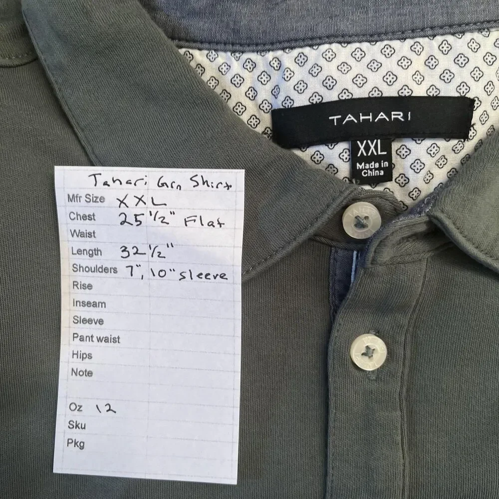 Tahari Polo Shirt Mens 2XL Green Cotton Short Sleeve Pocket Collared Casual - Picture 13 of 13